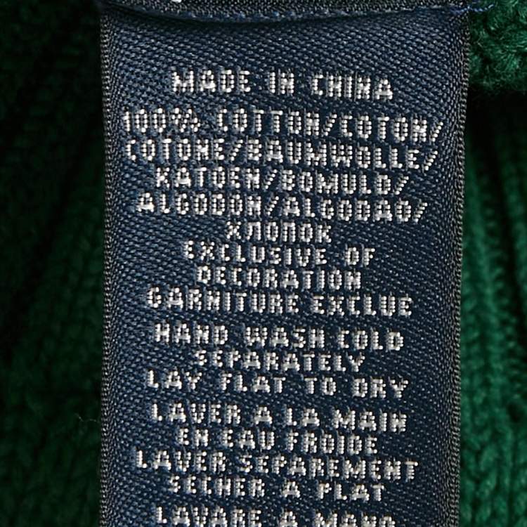 Pre Owned  Ralph Lauren Sport Green Logo Embroidered Cable Knit Sweater M