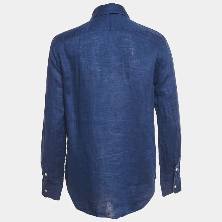 Pre Owned Ralph Lauren Blue Linen Long Sleeve Shirt XS