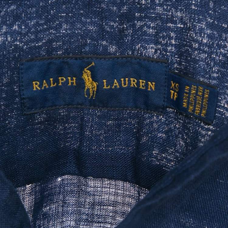 Pre Owned Ralph Lauren Blue Linen Long Sleeve Shirt XS