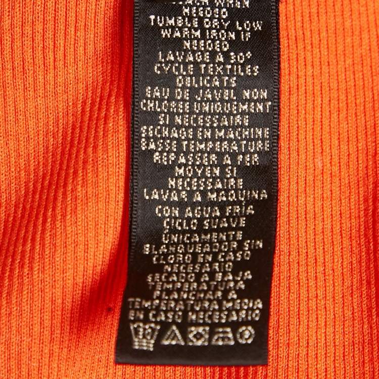 Pre Owned Ralph Lauren Orange Rib Knit Tank Top S