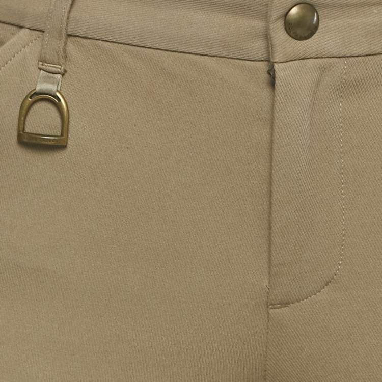 Pre Owned Ralph Lauren Beige Suede Trim Cotton Blend Breeches S