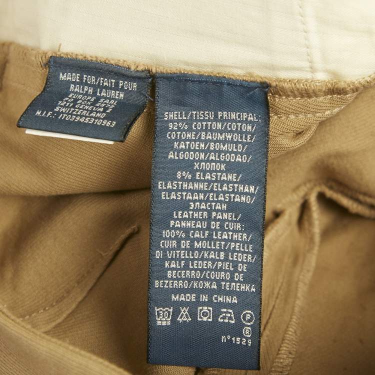 Pre Owned Ralph Lauren Beige Suede Trim Cotton Blend Breeches S
