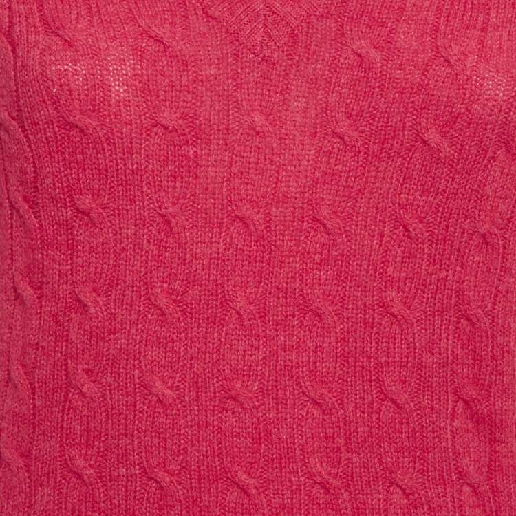 Pre Owned Ralph Lauren Sports Red Wool Cable Knit Sweater M