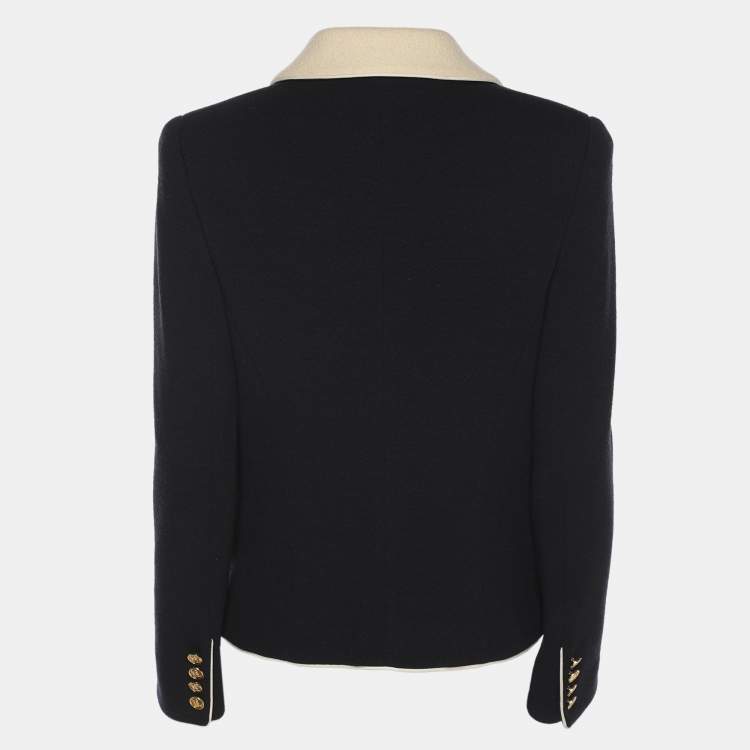 Pre Owned Ralph Lauren Navy Blue/Cream Wool Jacket M