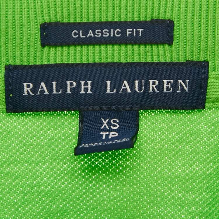 Pre Owned Ralph Lauren Green Logo Embroidered Cotton Classic Fit Polo T-Shirt XS