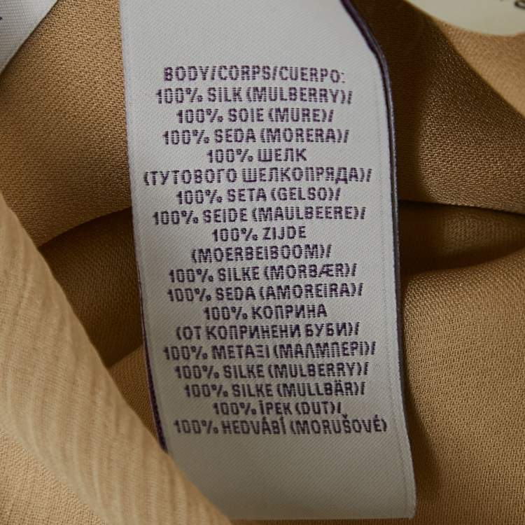 Pre Owned Ralph Lauren Beige Tulle Silk Ruffle Detail Maxi Dress S