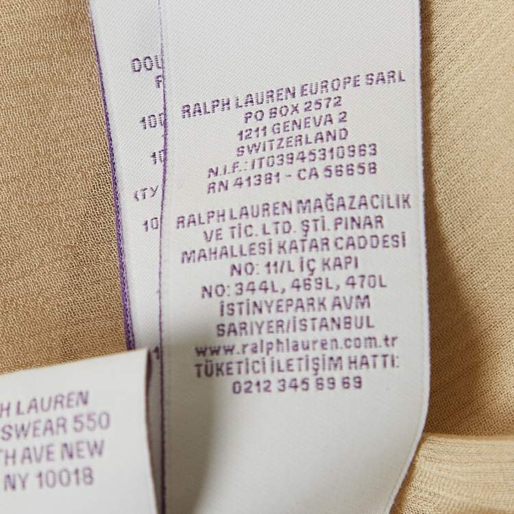 Pre Owned Ralph Lauren Beige Tulle Silk Ruffle Detail Maxi Dress S