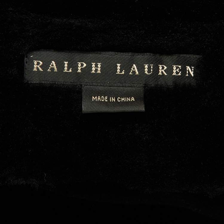 Pre Owned Ralph Lauren Black Shearling lined Belted Jacket L