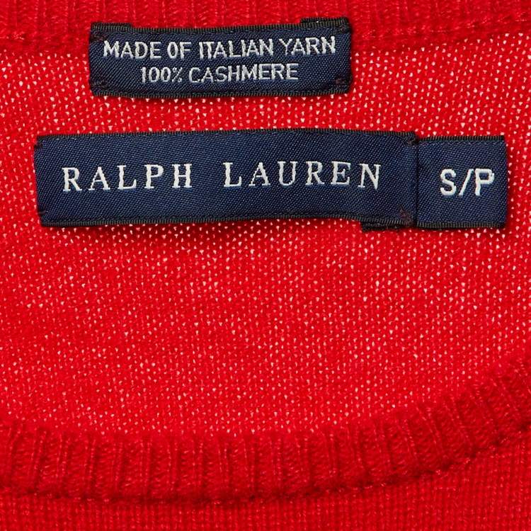 Pre Owned Ralph Lauren Red Cashmere Knit Short Sleeve Jumper S