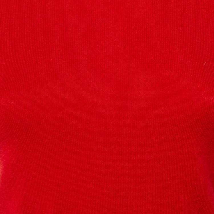 Pre Owned Ralph Lauren Red Cashmere Knit Short Sleeve Jumper S