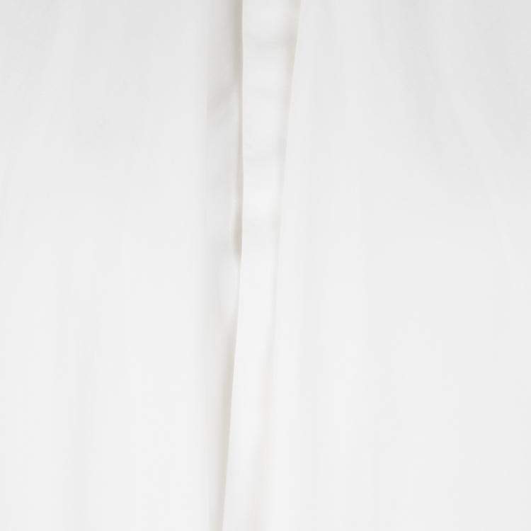 Pre Owned Ralph Lauren White Cotton Draped Collar Short Sleeve Blouse M