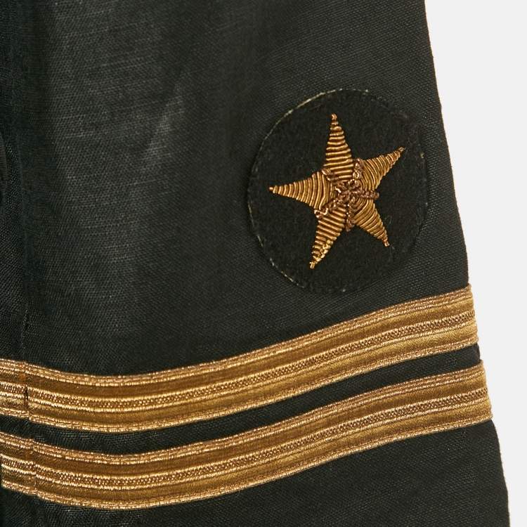 Pre Owned Ralph Lauren Black Linen Double Breasted Coat M