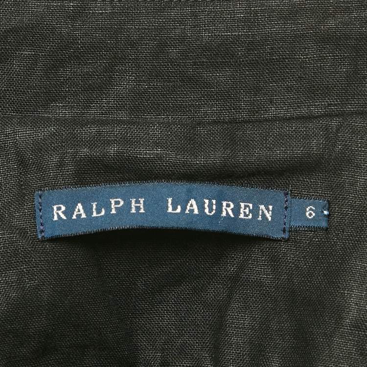 Pre Owned Ralph Lauren Black Linen Double Breasted Coat M