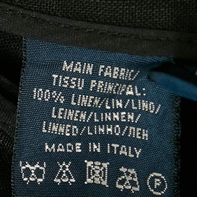 Pre Owned Ralph Lauren Black Linen Double Breasted Coat M