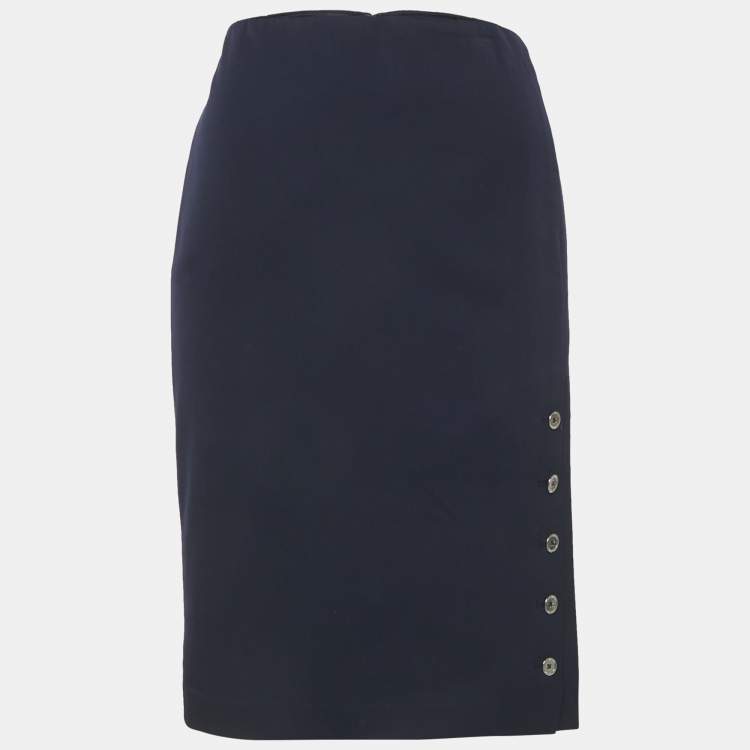 Pre Owned Ralph Lauren Navy Blue Gabardine Pencil Skirt M