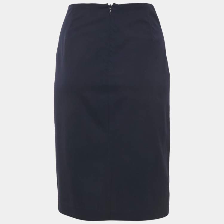 Pre Owned Ralph Lauren Navy Blue Gabardine Pencil Skirt M
