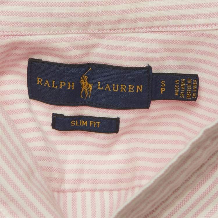 Pre Owned Ralph Lauren Pink Striped Cotton Slim Fit Shirt S