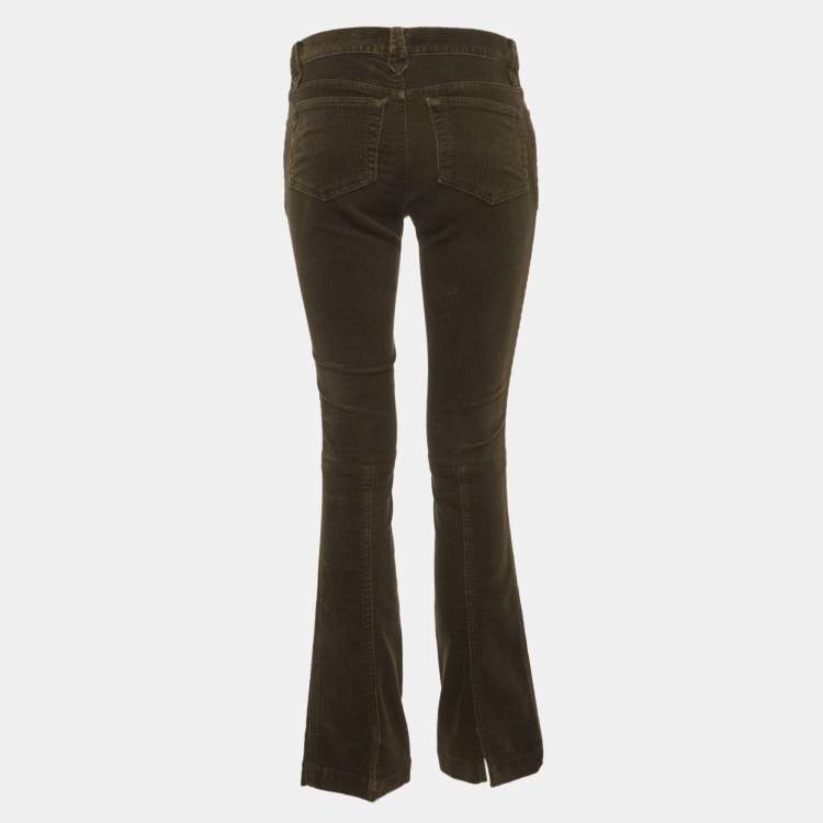 Pre Owned Ralph Lauren Green Corduroy Straight Fit Trousers S Waist/29"