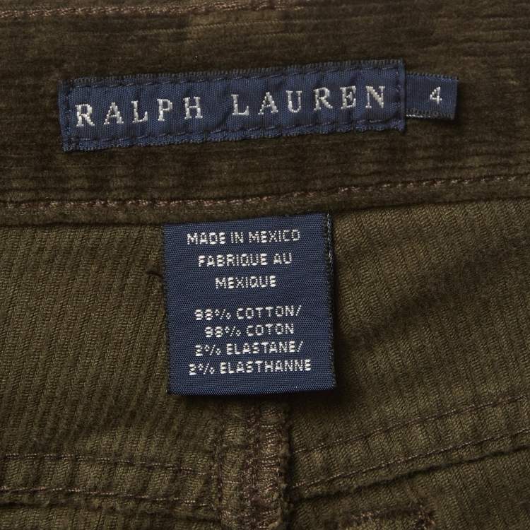 Pre Owned Ralph Lauren Green Corduroy Straight Fit Trousers S Waist/29"