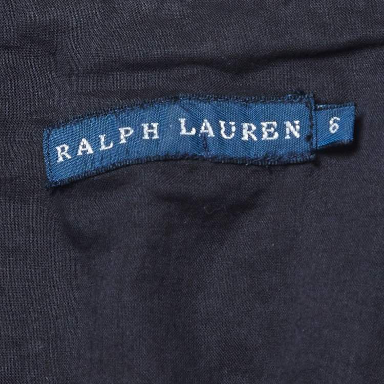 Pre Owned Ralph Lauren Navy Blue Wool Blend Bullion Jacquard Blazer S