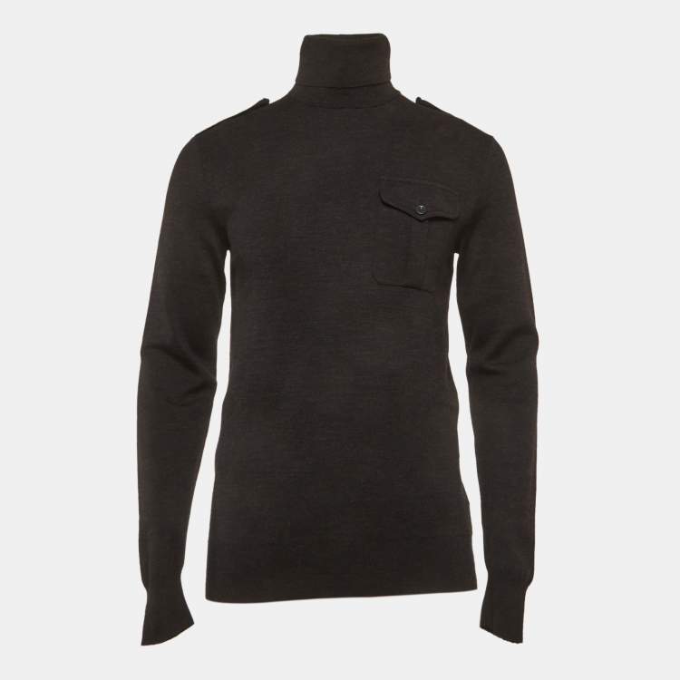 Pre Owned Ralph Lauren Black Wool Turtle Neck Sweatshirt M