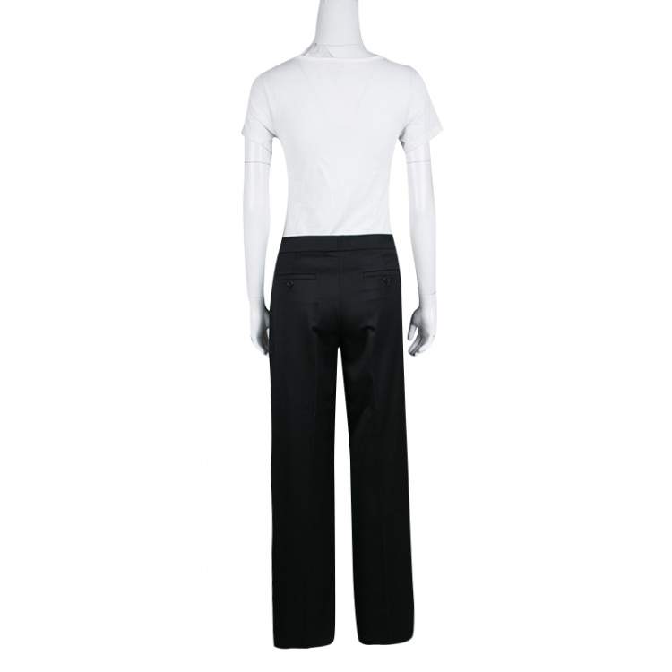 Pre Owned Ralph Lauren Black Stretch Wool Wide Leg Pants S