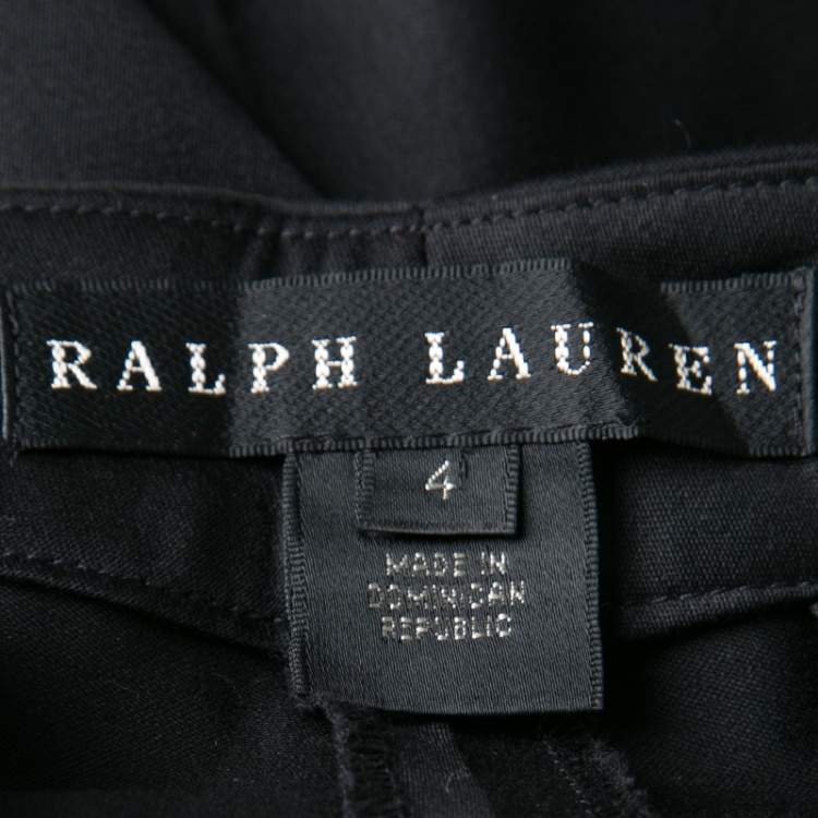 Pre Owned Ralph Lauren Black Stretch Wool Wide Leg Pants S