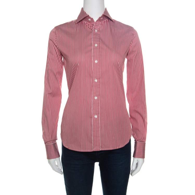 womens red white striped shirt long sleeve