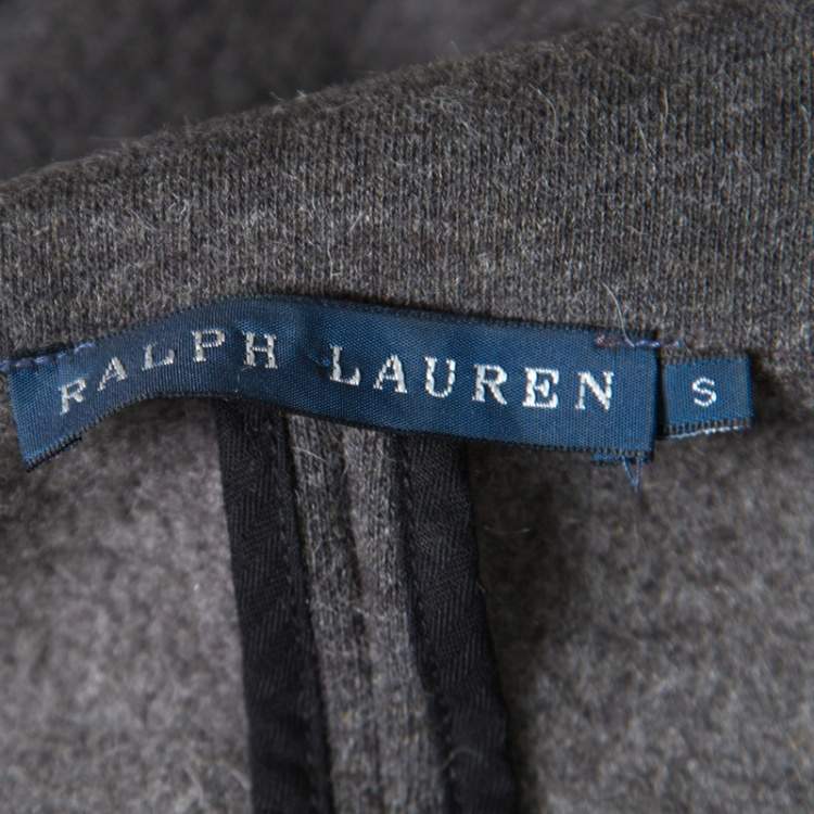 Pre Owned Ralph Lauren Grey Knit Contrast Trim Logo Applique Detail Blazer S