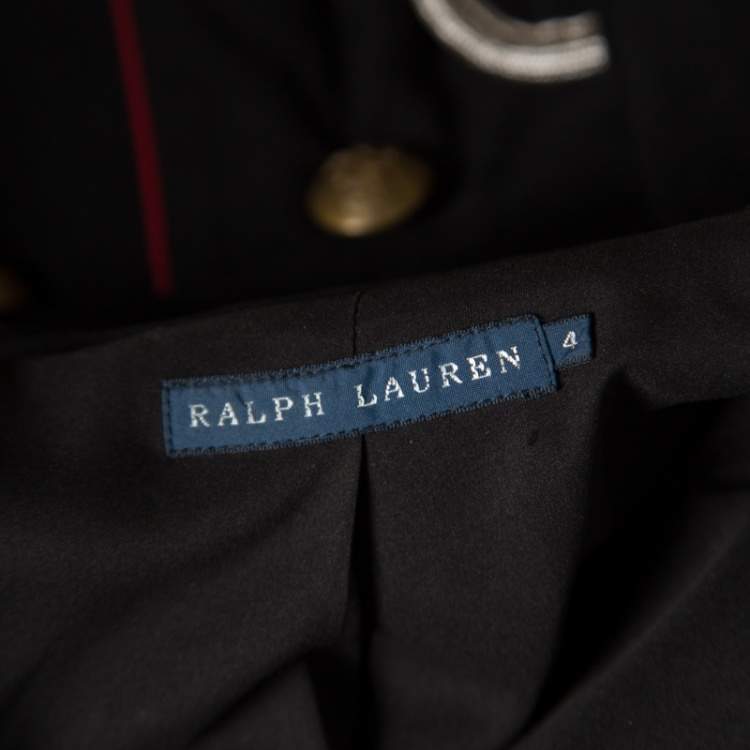 Pre Owned Ralph Lauren Black Cotton Metallic Cord Embellished Military Jacket S