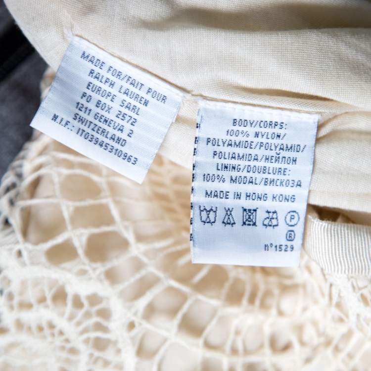 Pre Owned Ralph Lauren Beige Floral Scalloped Lace Flared Mini Skirt S