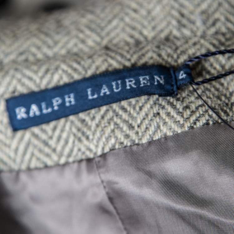 مملوكة مسبقًا Ralph Lauren Beige and Grey Suede Elbow Patch Detail Wool Alpaca Blazer S