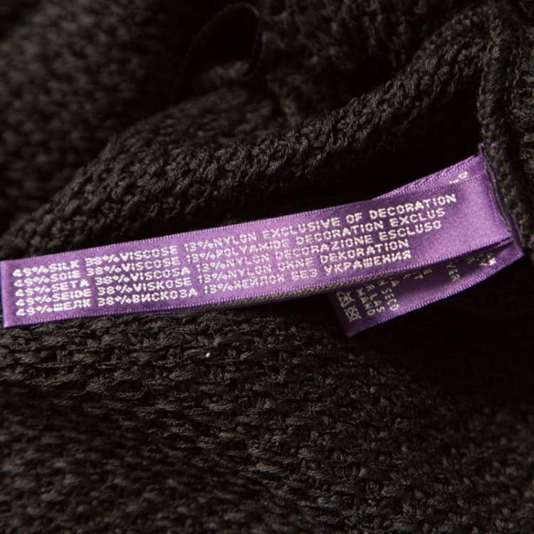 Pre Owned Ralph Lauren Collection Silk Knit Sequined Panel Front Crew Neck Sweater S