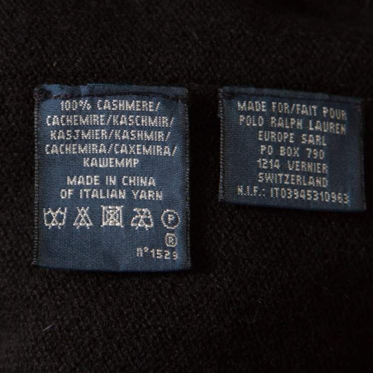 Pre Owned Ralph Lauren Black Cashmere Belted Poncho S