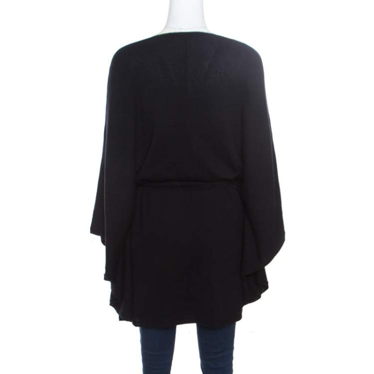 Pre Owned Ralph Lauren Black Cashmere Belted Poncho S