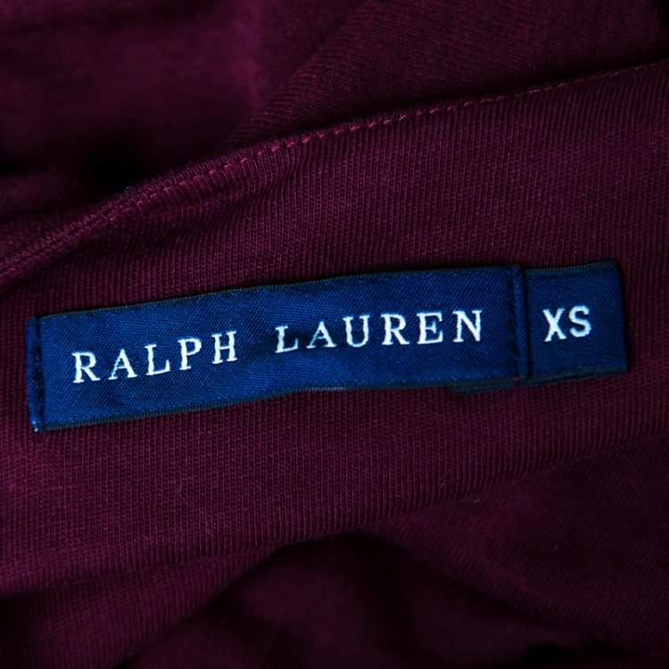 Pre Owned Ralph Lauren Burgundy Cotton Knit Sleeveless Fit and Flare Maxi Dress XS