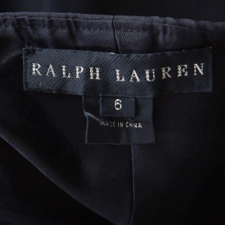 Pre Owned Ralph Lauren Black Silk Sleeveless Flared Dress M