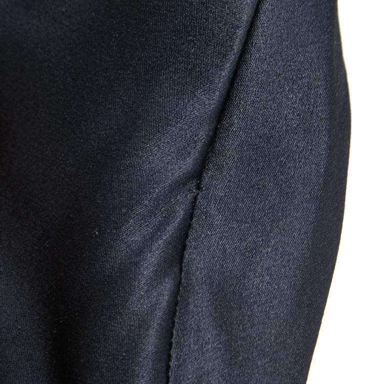 Pre Owned Ralph Lauren Midnight Blue Silk Pleated Bandeaux Bodice Evening Gown S