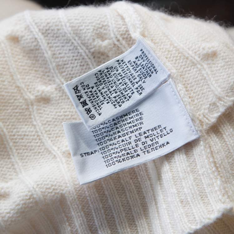 Pre Owned Ralph Lauren Cream Cable-Knit Cashmere Shawl Collar Strap Detail Jumper M