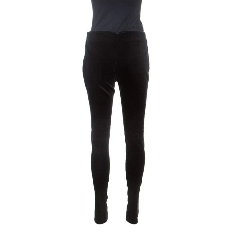Pre Owned Ralph Lauren Black Stretch Velvet Slim Fit Pants M
