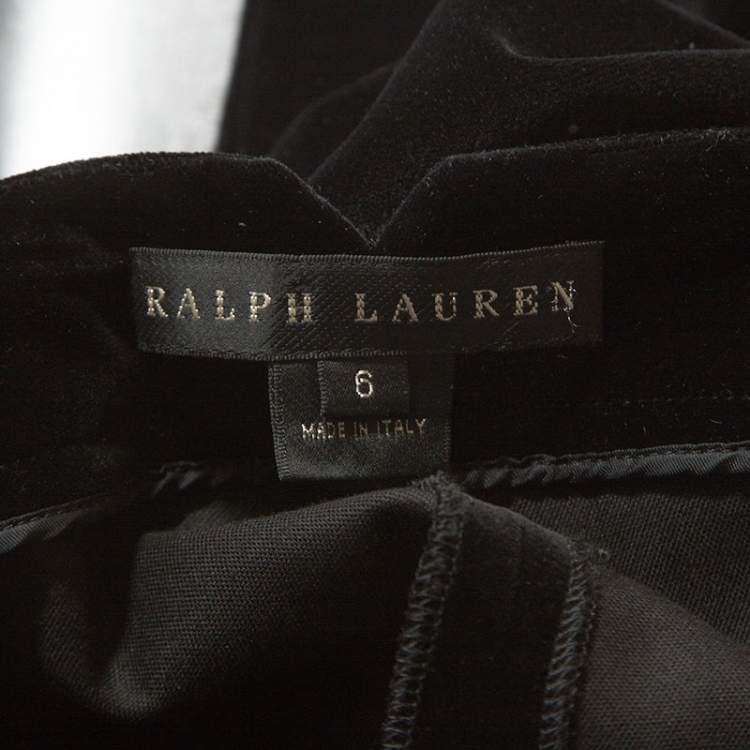 Pre Owned Ralph Lauren Black Stretch Velvet Slim Fit Pants M