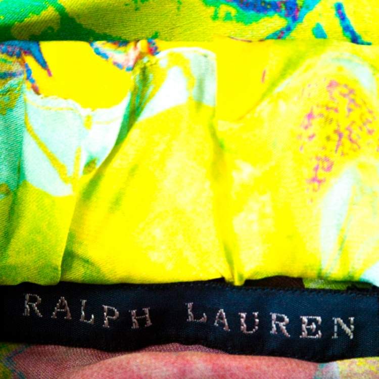 Pre Owned Ralph Lauren Multicolor Floral Print Silk One Shoulder Top S
