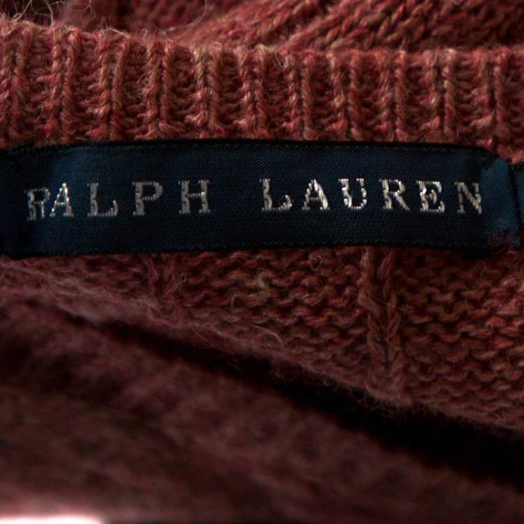 مملوكة مسبقًا Ralph Lauren Pale Red Linen Wool Cable Knit Jumper M