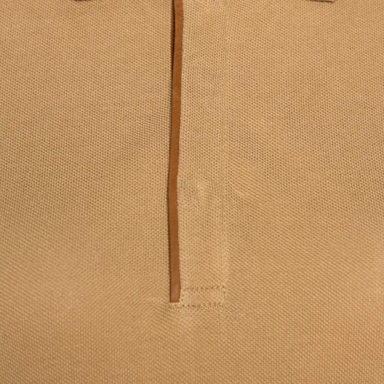 Pre Owned Ralph Lauren Brown Cotton Pique Skinny Polo T-Shirt M