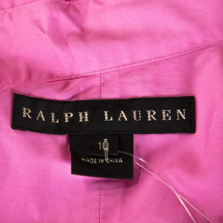 Pre Owned Ralph Lauren Pink Cotton Button Down Fitted Shirt L 