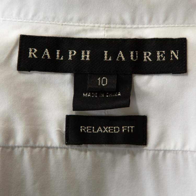 Pre Owned Ralph Lauren White Cotton Relaxed Fit Button Front Shirt L