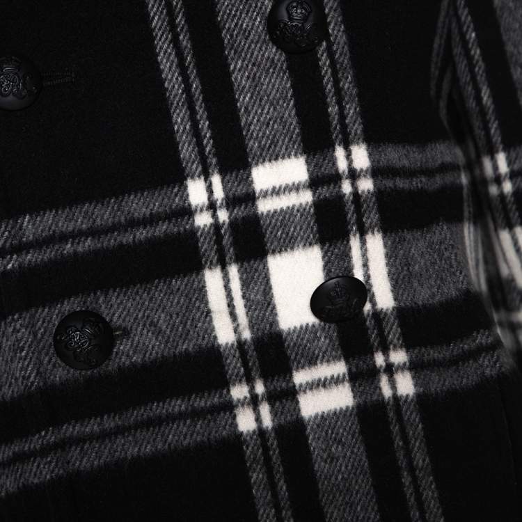 Pre Owned Ralph Lauren Monochrome Checked Cashmere & Wool Coat M