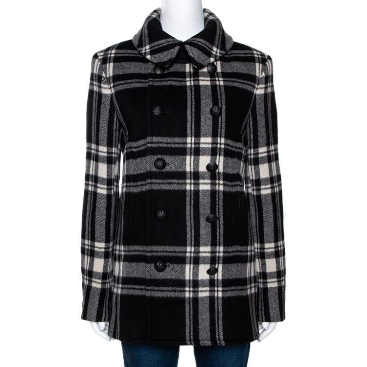 Ralph Lauren Monochrome Checked Cashmere & Wool Coat M Ralph Lauren
