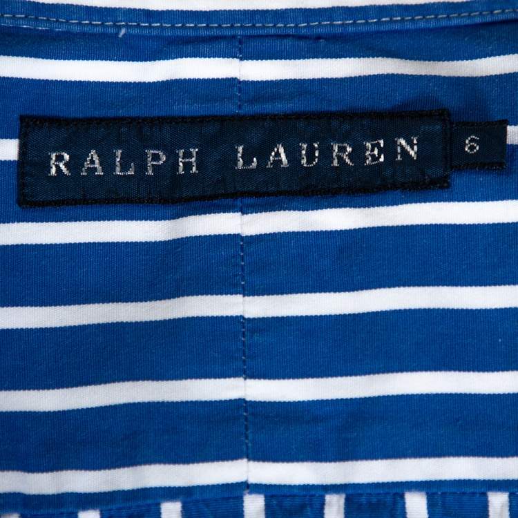 Pre Owned Ralph Lauren Blue & White Striped Cotton Long Sleeve Shirt M