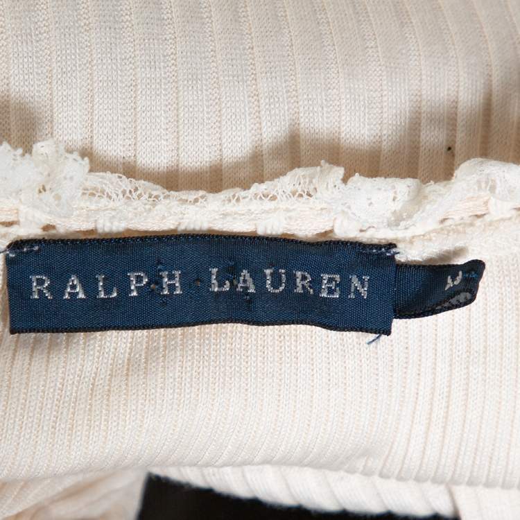 Pre Owned Ralph Lauren Cream Silk & Cotton Knit Sleeveless Dress M